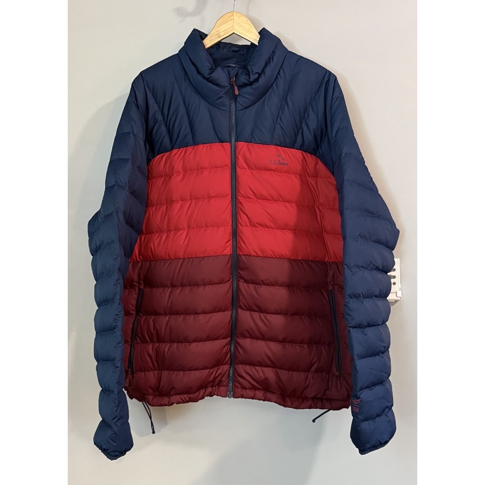 LL Bean Jacket Puffer 650 Fill Down Colorblock Downtek Zip Up 3XL New